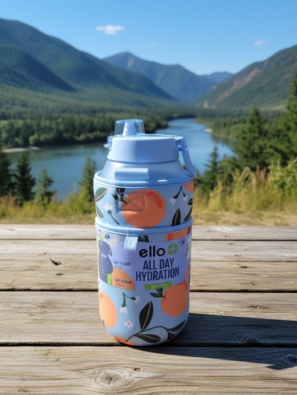 Ello Ultra Clean 64oz Plastic Water Bottle with Carrying Case, Blue
